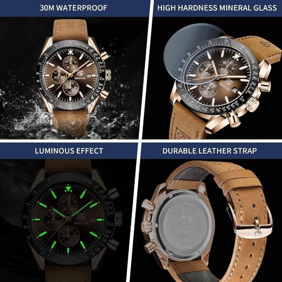 ⚡Men's Wrist Watches Business Work Sport Casual Fashion Designer Dress Elegant - Picture 4 of 8